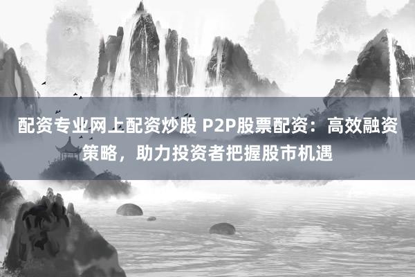 配资专业网上配资炒股 P2P股票配资：高效融资策略，助力投资者把握股市机遇