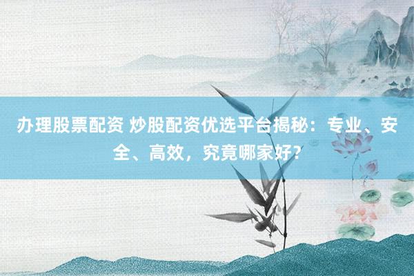 办理股票配资 炒股配资优选平台揭秘：专业、安全、高效，究竟哪家好？
