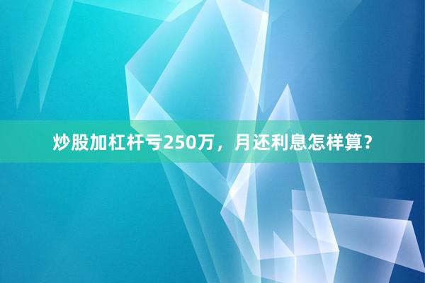 炒股加杠杆亏250万，月还利息怎样算？