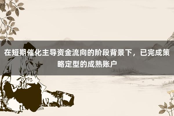 在短期催化主导资金流向的阶段背景下，已完成策略定型的成熟账户