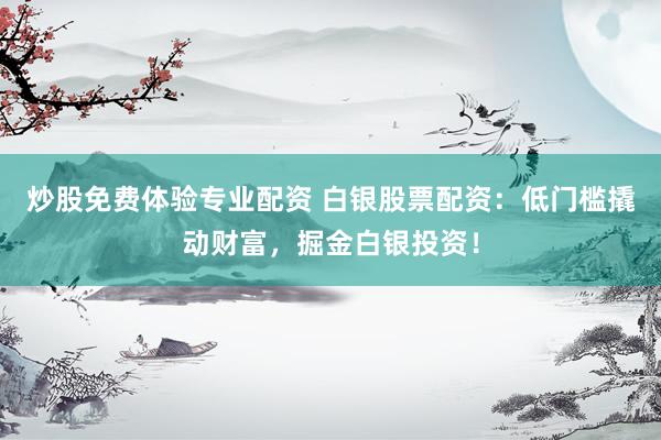 炒股免费体验专业配资 白银股票配资：低门槛撬动财富，掘金白银投资！